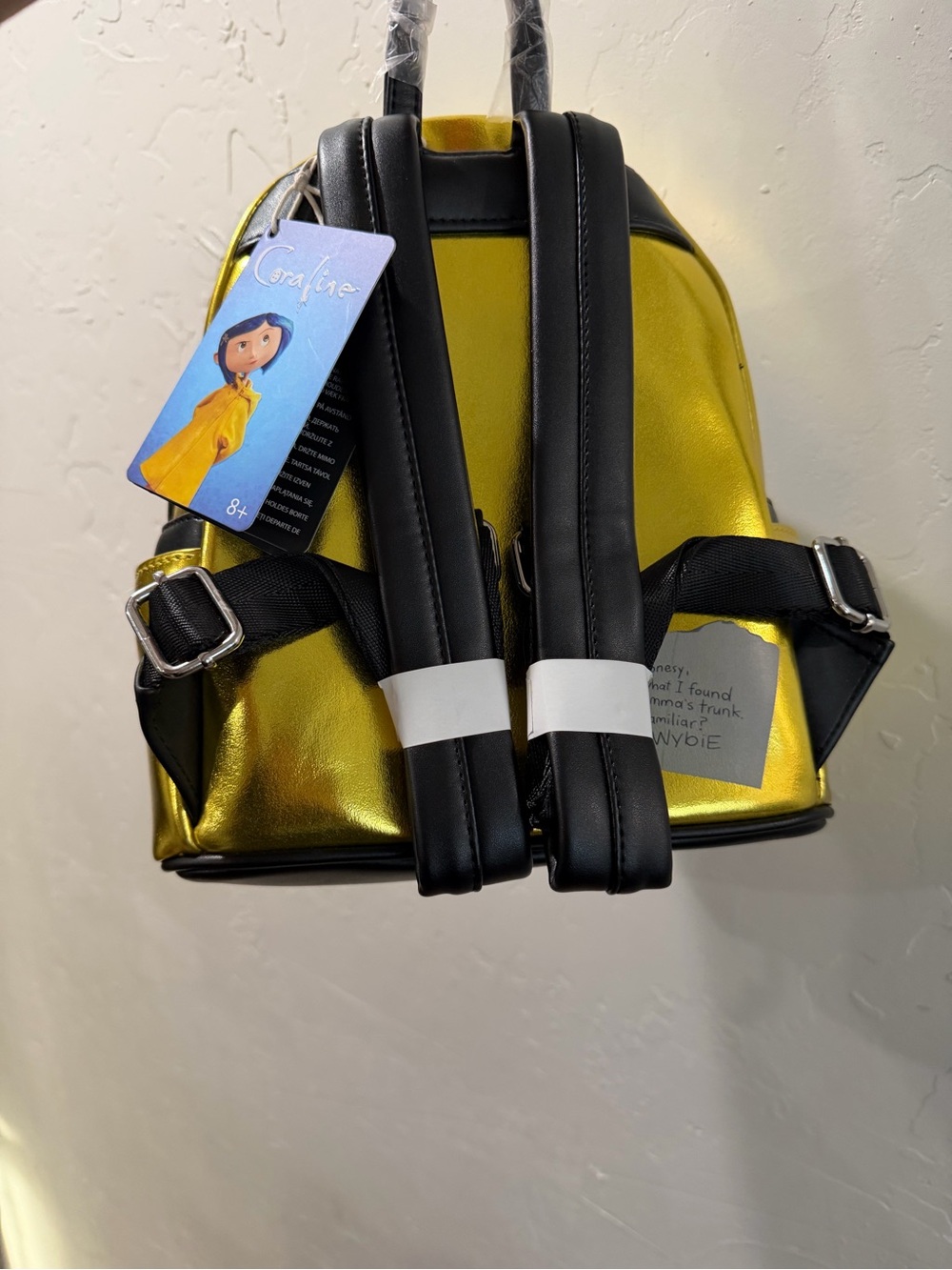 Loungefly Metallic Gold Coraline Mini Backpack with Blue Hair - Picture 2 of 4